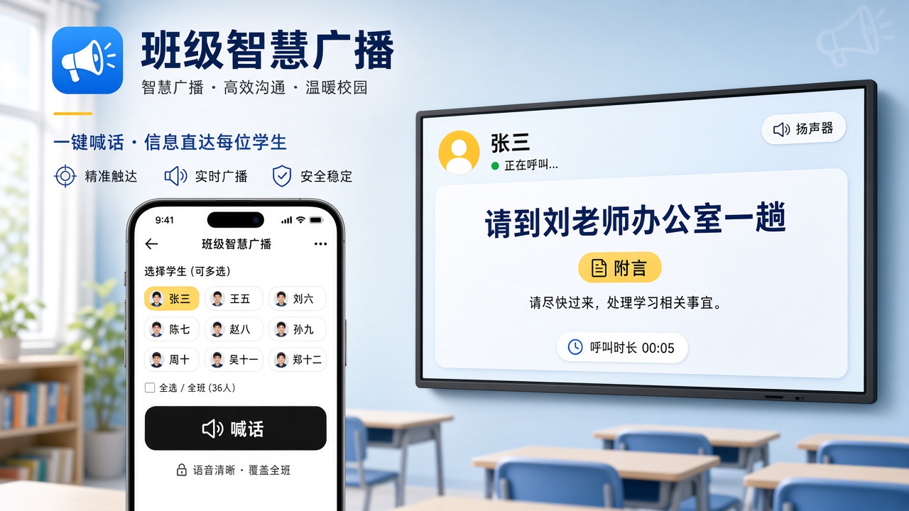 教师喊话神器-班级智慧广播,跨终端语音呼叫系统